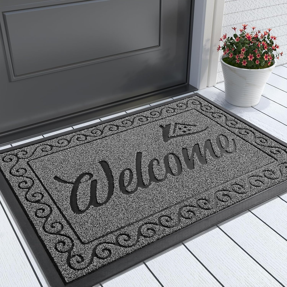 Welcome Mat, Heavy Duty Sturdy Door Mats for Home Entrance Outdoor Indoor, Front