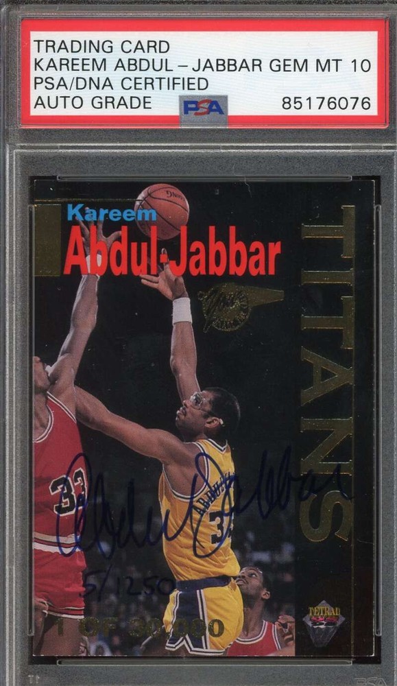 Kareem Abdul Jabbar Gem Mint 10 PSA DNA Signed 1995 Signature Rookies Titans