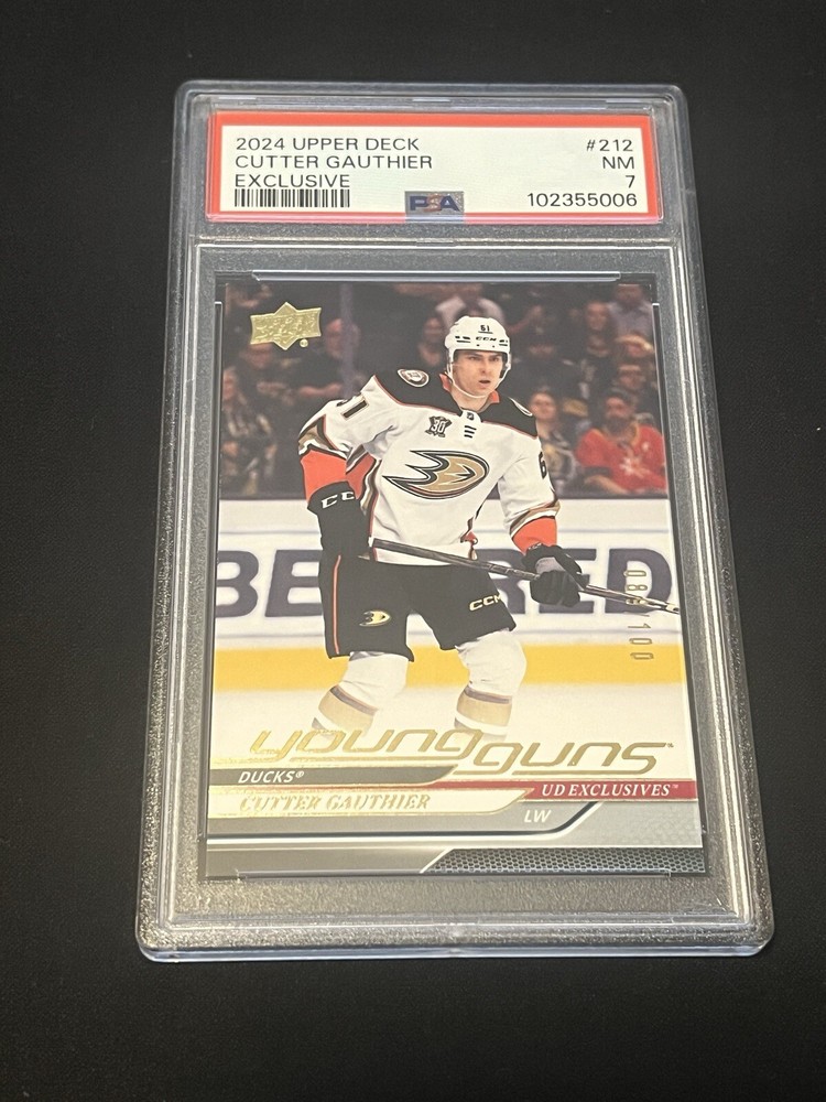 24-25 Upper Deck Young Guns  Cutter Gauthier Exclusive #212 PSA 7 #’d /100
