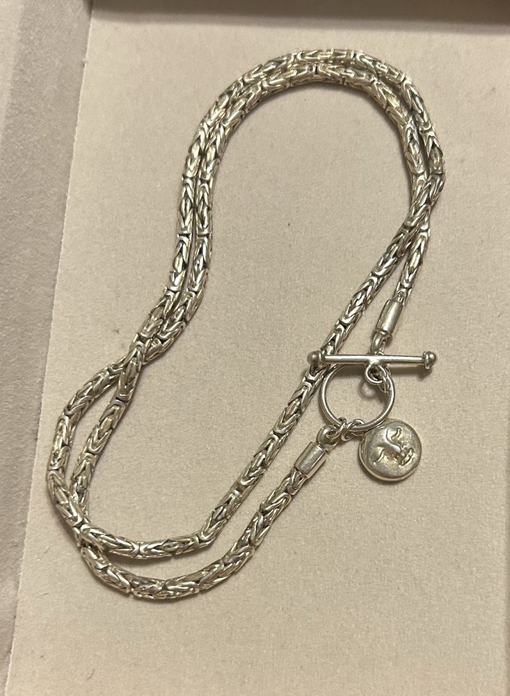 Vintage Sterling Silver Sajen Moon Face Charm Toggle Necklace 18”, 22.4 G,Signed