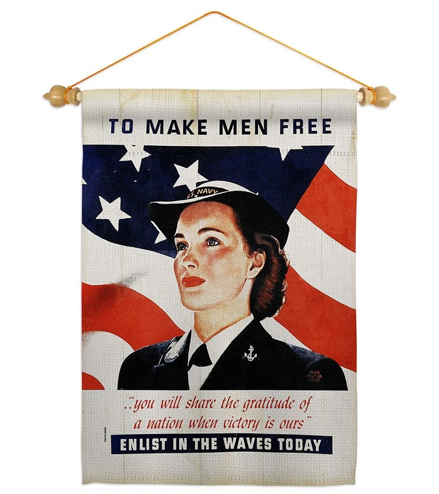 to Make Men Free Garden Flag Set Wood Dowel Armed Forces Navy USN Seabee Unit...