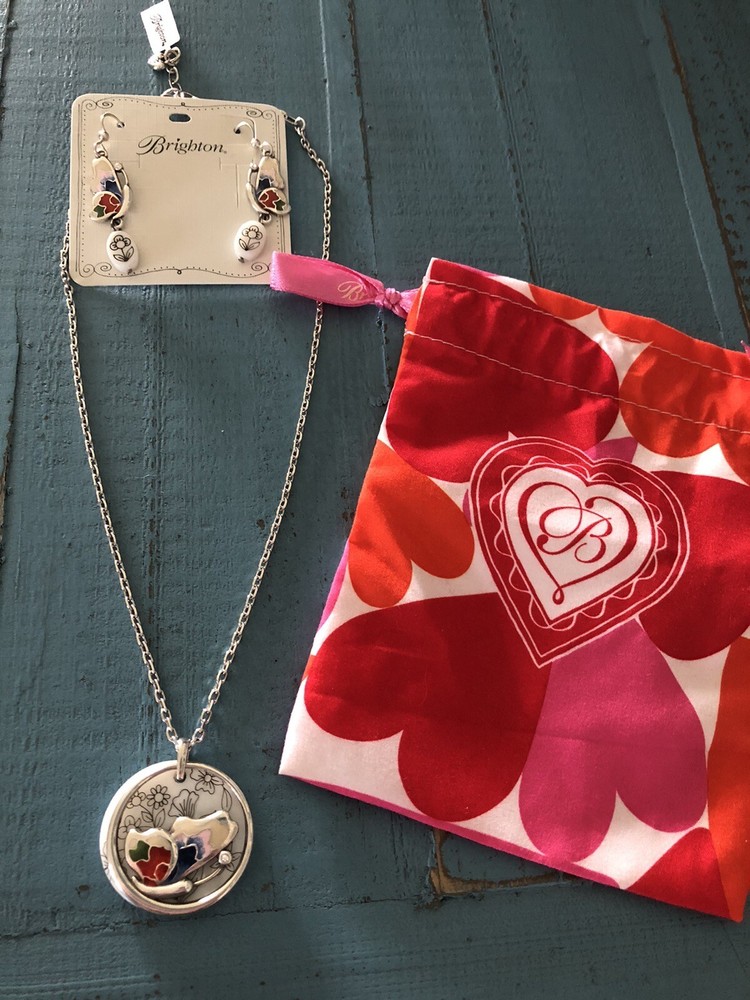 Brighton Blossom Hill Butterfly Shell Necklace & French Wire Earrings Set NWT