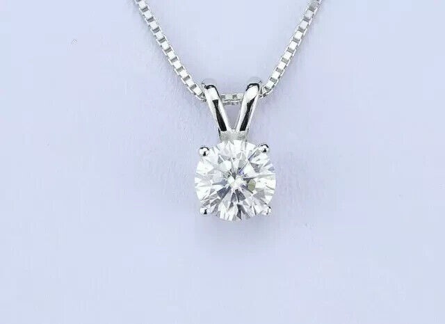 2Ct Round Cut Lab Created Solitaire Diamond Pendant Necklace 14k White Gold Over