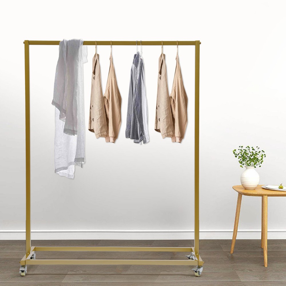 Industrial Iron Clothes Rail Storage Garment Shelf Hanging Display Standing Rack