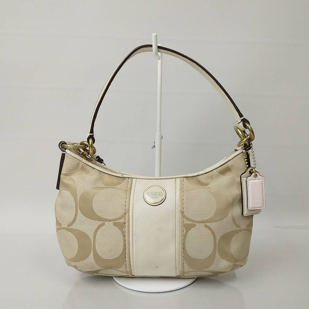 Coach Signature White Canvas & Leather Handbag 72B68