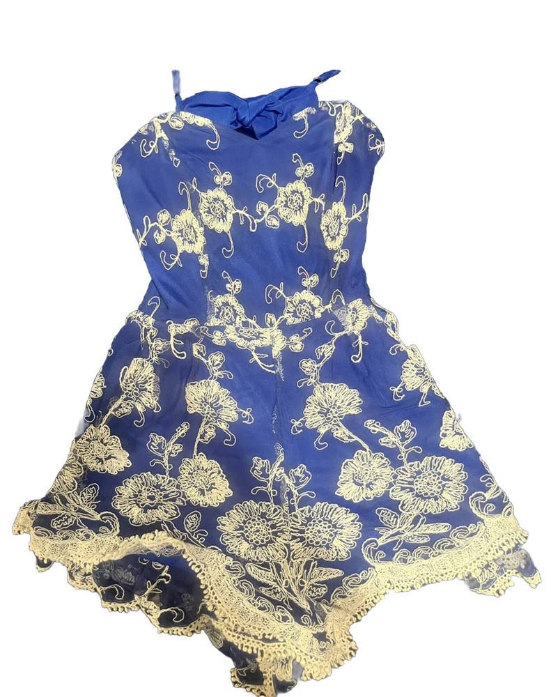 lover’s + friends blue sleeveless romper size small