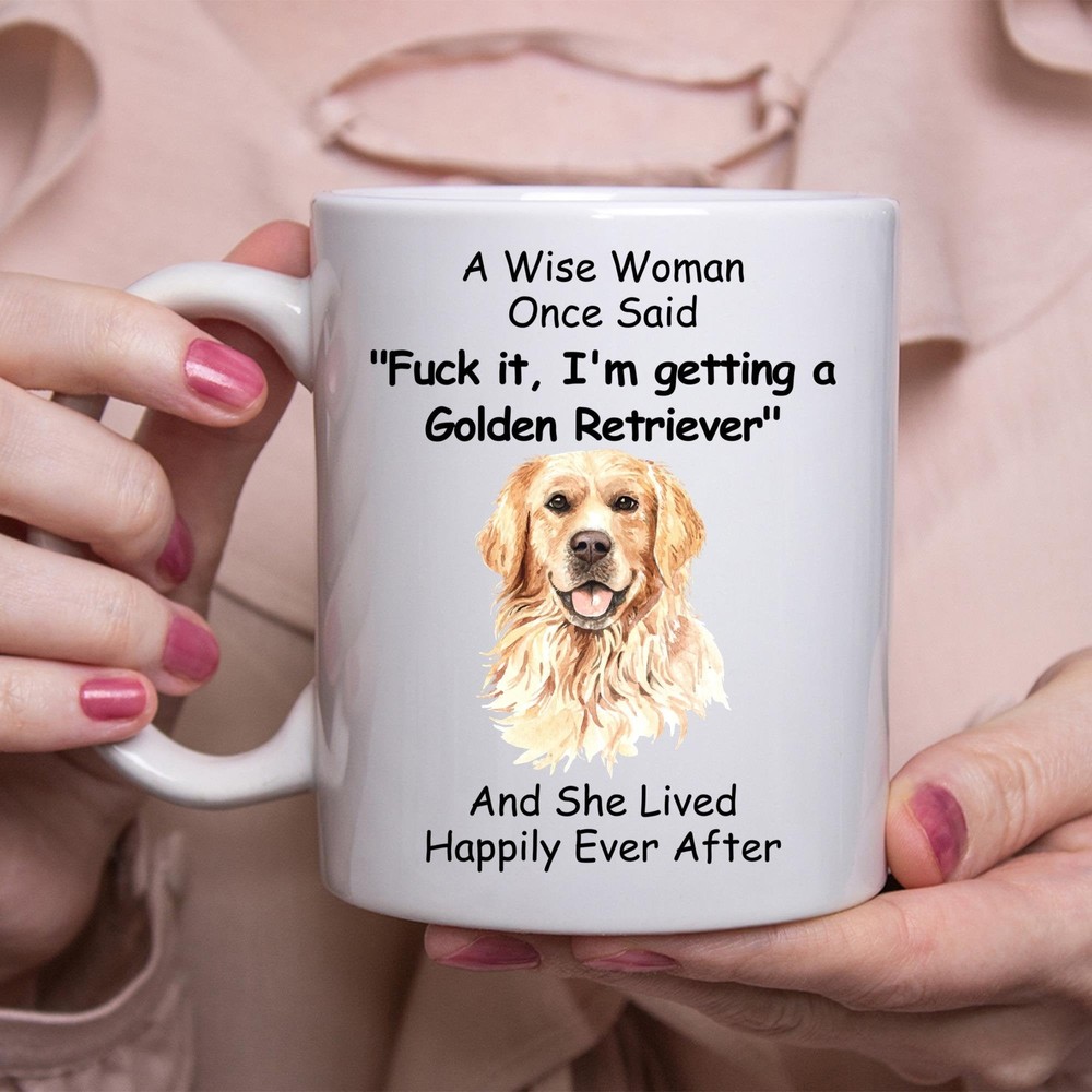 Funny Golden Retriever White Coffee Mug Gift for Women