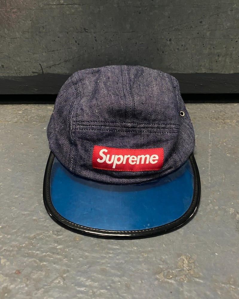 Supreme синий Angler джинсовой ткани синий хлопок красная коробка логотип 5 панели шляпа крышки (S/S 2014)