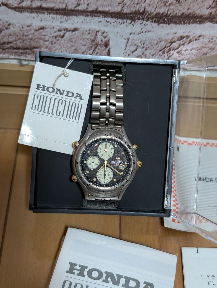 Rare HONDA COLLECTION Watch YM56-0A10 Silver FT-01 Racing Chronograph F/S