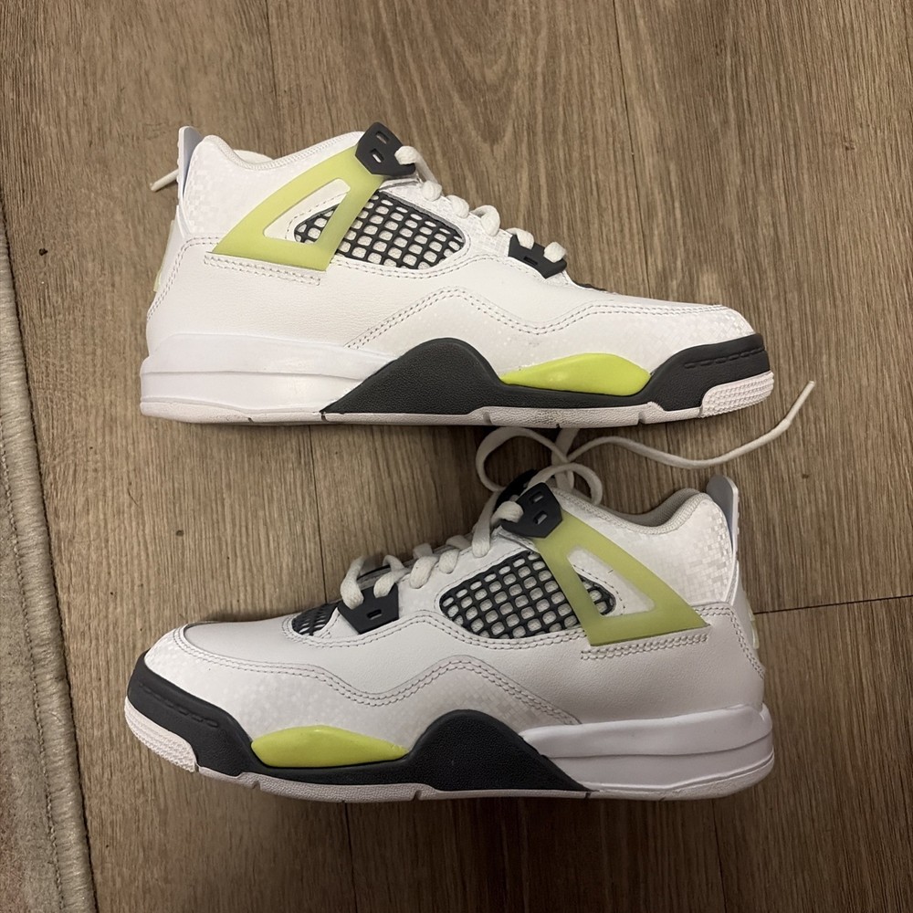 Nike Air Jordan 4 Retro PS White Light Lemon Twist HJ5991-100 Youth Size 3y New