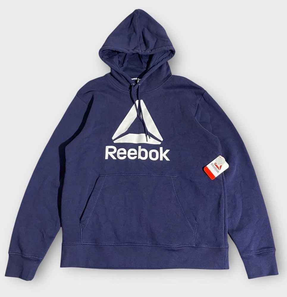 Reebok Pullover Sweatshirt Men’s Large Navy Hoodie Delta Logo NWT Fitness Gym L