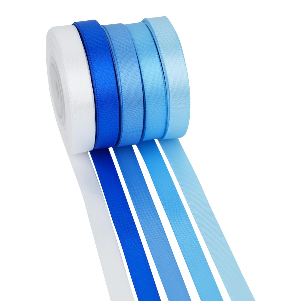 Blue Satin Ribbon 3/8 Inch Thin Light Baby Blue for Gifts Wrapping Crafts