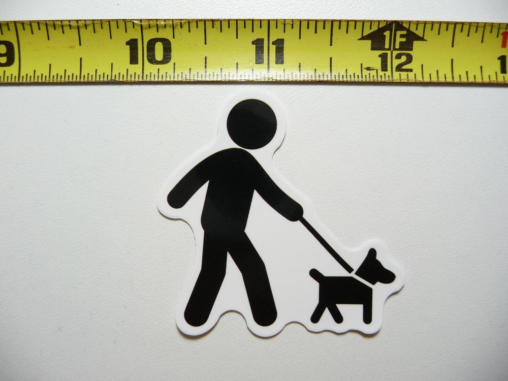 MAN WALKING DOG RELIEF AREA STICKER DECAL FUN FUNNY SCRAPBOOKING NOVELTY
