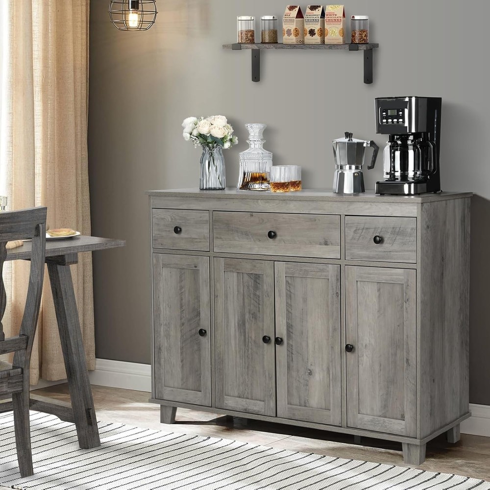 Modern Farmhouse Sideboard Buffet Cabinet 47.2 Inch Large Kitchen Storage with Ample Space  