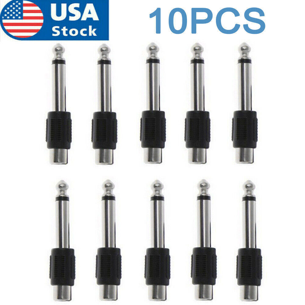 10 PACKS RCA Female Jack To 6.35mm 1/4