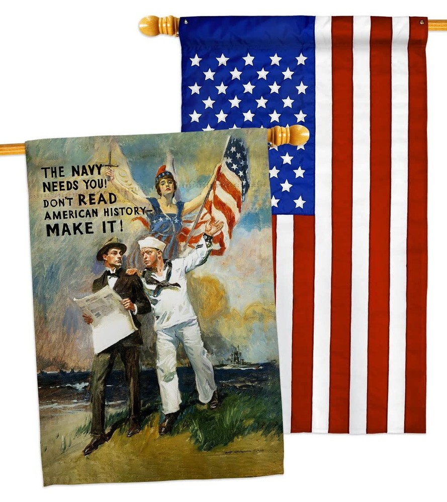 USBrotherhood The Navy Needs You House Flag Pack Armed Forces USN Seabee Unit...