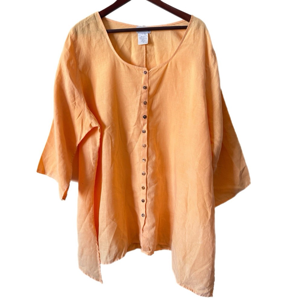 Soft Surroundings Tunic Top  100% Linen Breathable Lagenlook Minimalist Sz 3X