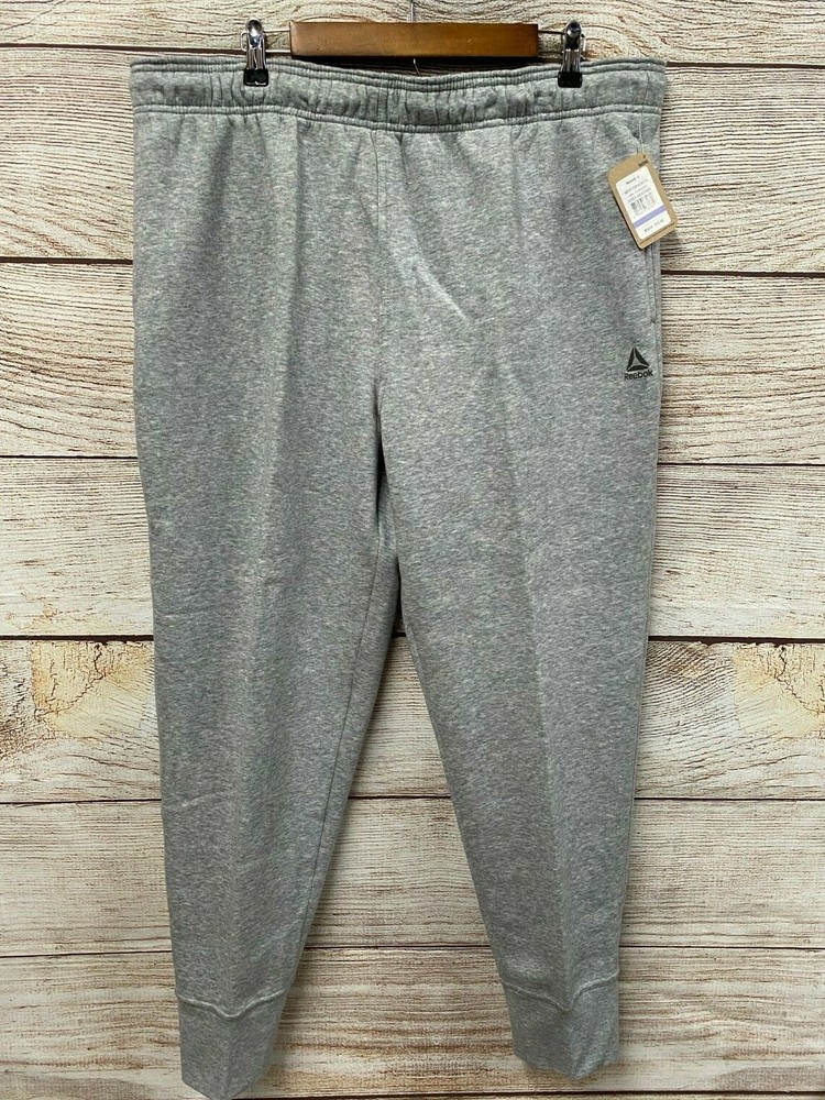 Reebok Training Jogger Pants Mens 2XL Grey Heather Core Jogger Fleece Pants New