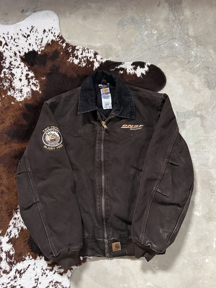 Vintage Railroad Distressed Carhartt Detroit Blanket Lined Jacket Duck Brown