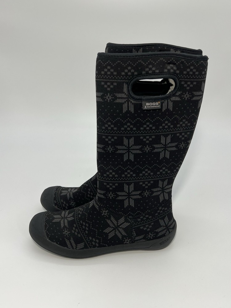 BOGS Neoprene Women’s Sz 8 Summit Sweater Gray Black Waterproof Rain Snow Boots