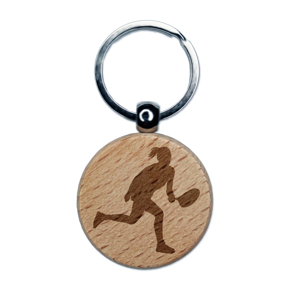 Custom Engraved Wood Keychain for Female Tennis Players