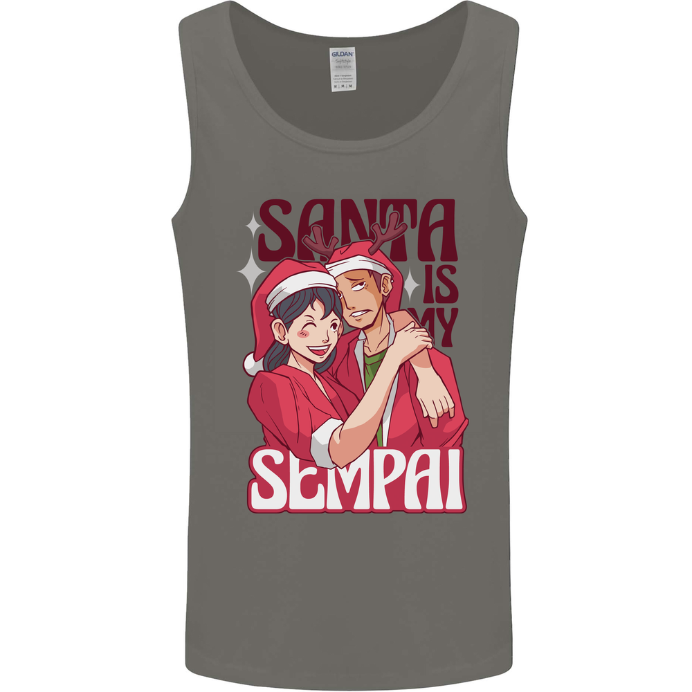 Santa is My Sempai Funny Anime Christmas Xmas Mens Vest Tank Top