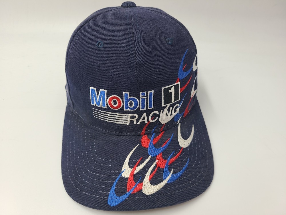 Vintage Jeremy Mayfield #12 Mobil 1 Racing Chase Snapback Hat Cap NASCAR Blue