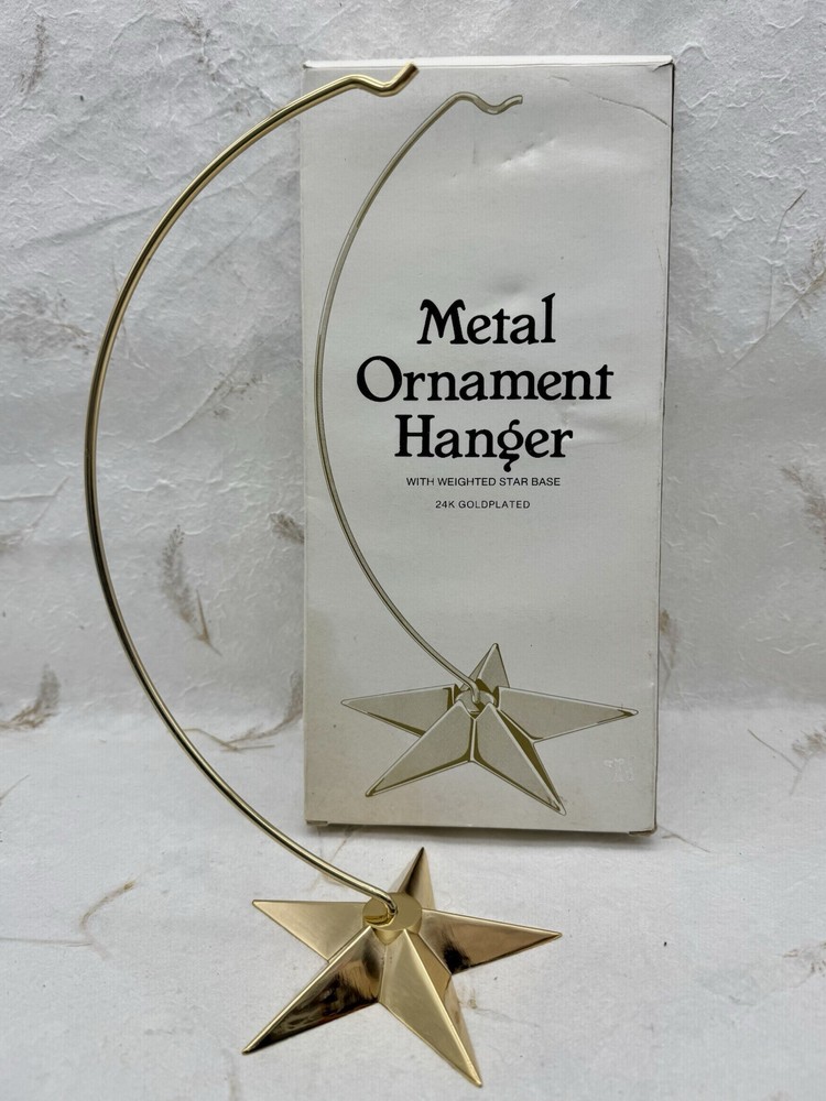 VTG Dept 56 Ornament Hanger 24K Goldplated with Weighted Star Base 12”