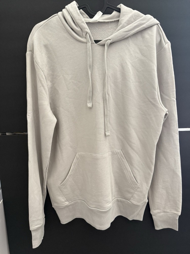 NEW Alternative Apparel Men's Fleece Crew neck Hooded Sweatshirt Light Gray