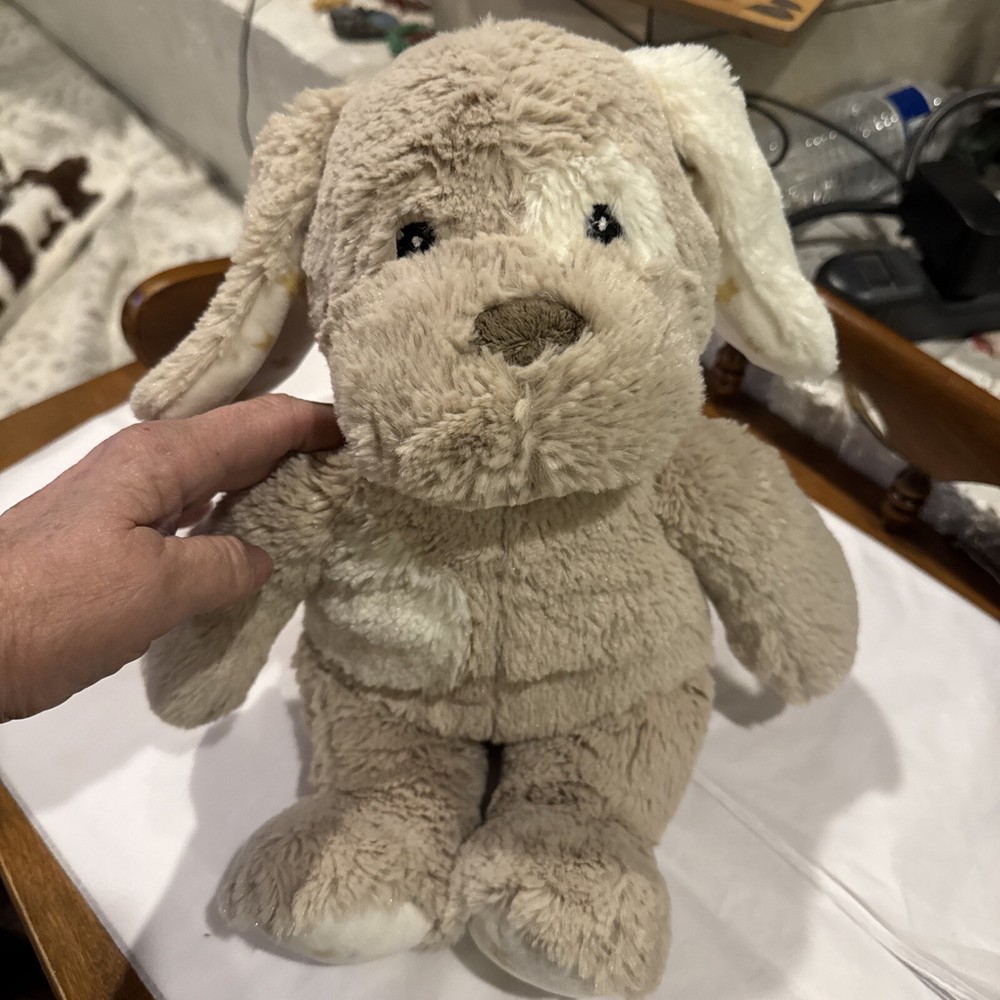 Cloud-B Dreamy Hugginz Gray Brown Puppy Dog Plush White Ears Gold Stars Floppy