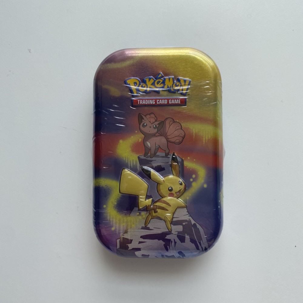 Pokemon TCG Kanto Power Mini Tin featuring Pikachu and Vulpix