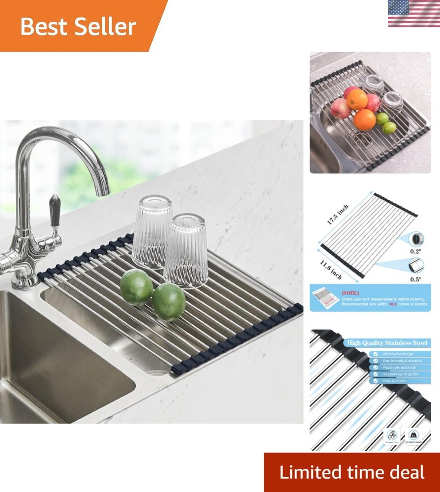Heat-Resistant and Space-Saving Roll-Up Dish Drying Rack for Kitchen Sinks