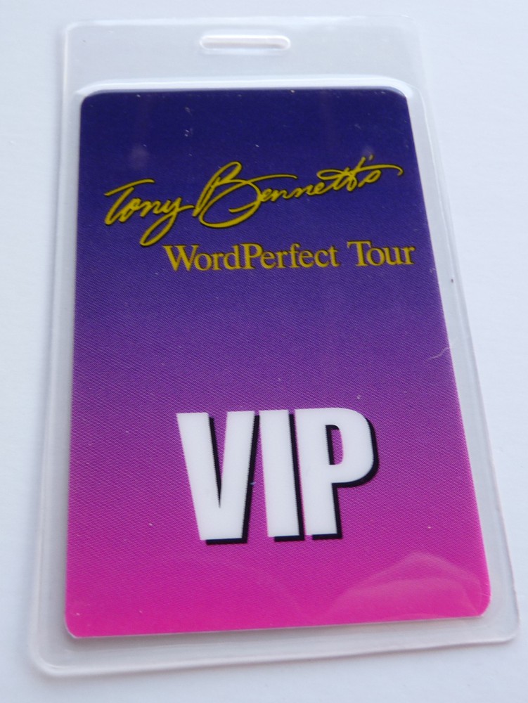Tony Bennett 1994 Word Perfect Concert Tour VIP Backstage Pass Laminate D19