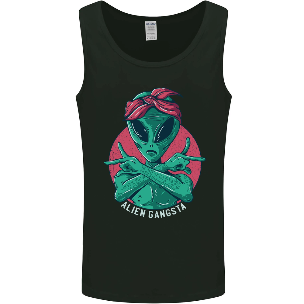 Funny Alien Gangster UFO 2Pac Rap Music Mens Vest Tank Top