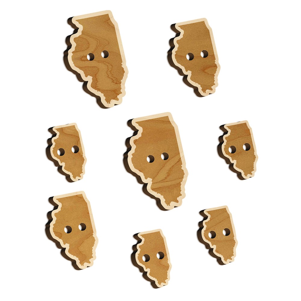 Illinois State Silhouette Wood Buttons for Sewing Knitting Crochet DIY Craft