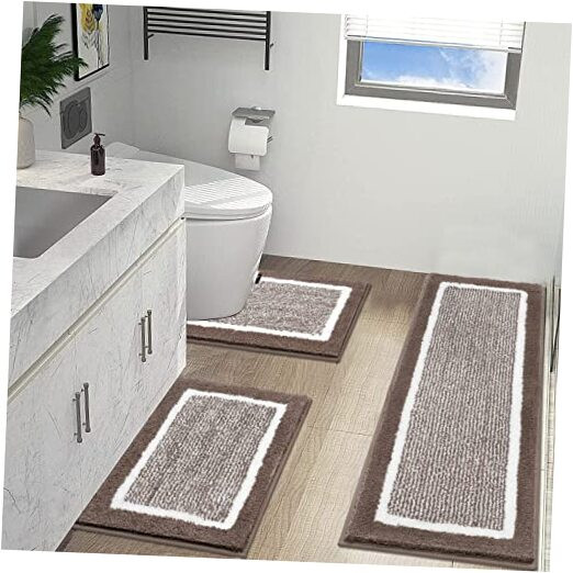 3-Piece Non-Slip Absorbent Bathroom Rug Set for Enhanced Comfort and Safety