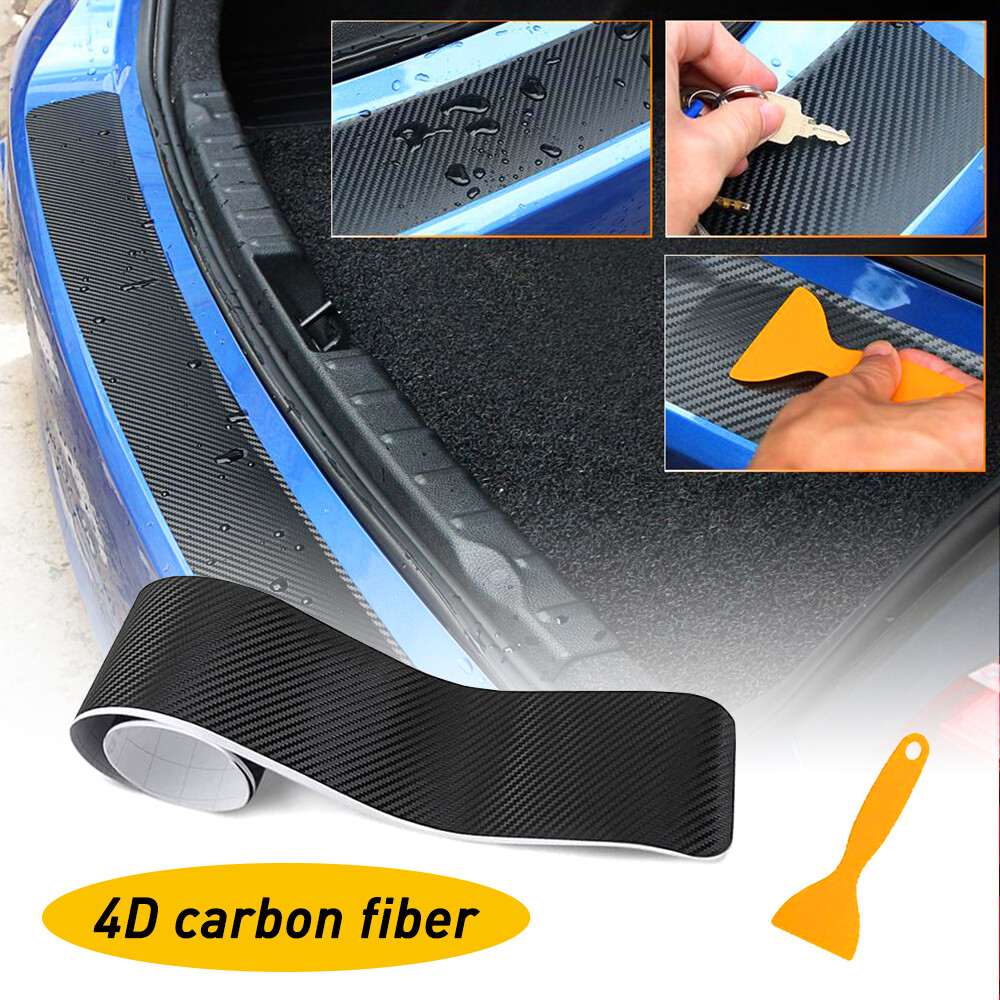 Car Accessories Rear Bumper Trunk Tail Lip Protect Carbon Fiber Stickers Black S
