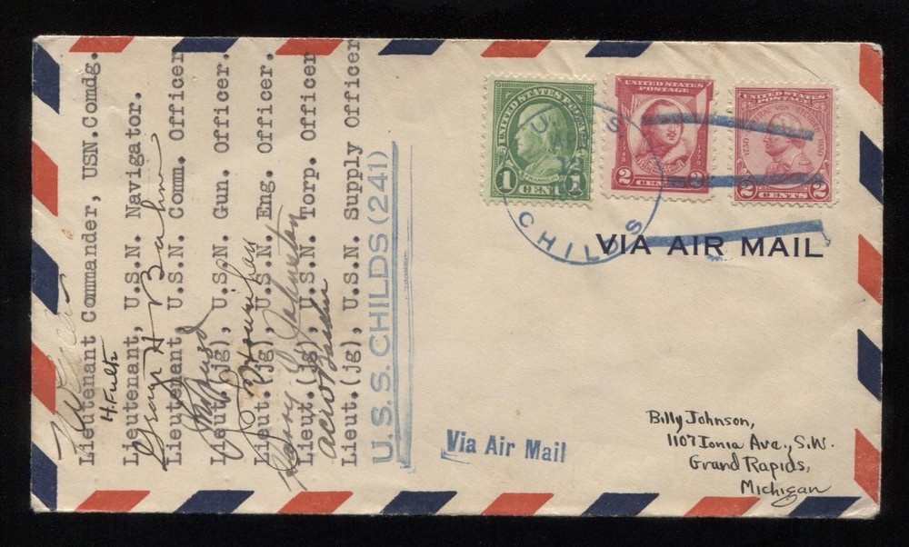 U.S.S. Childs Signed First Day Cover Autographed by 12 Crew Members-image