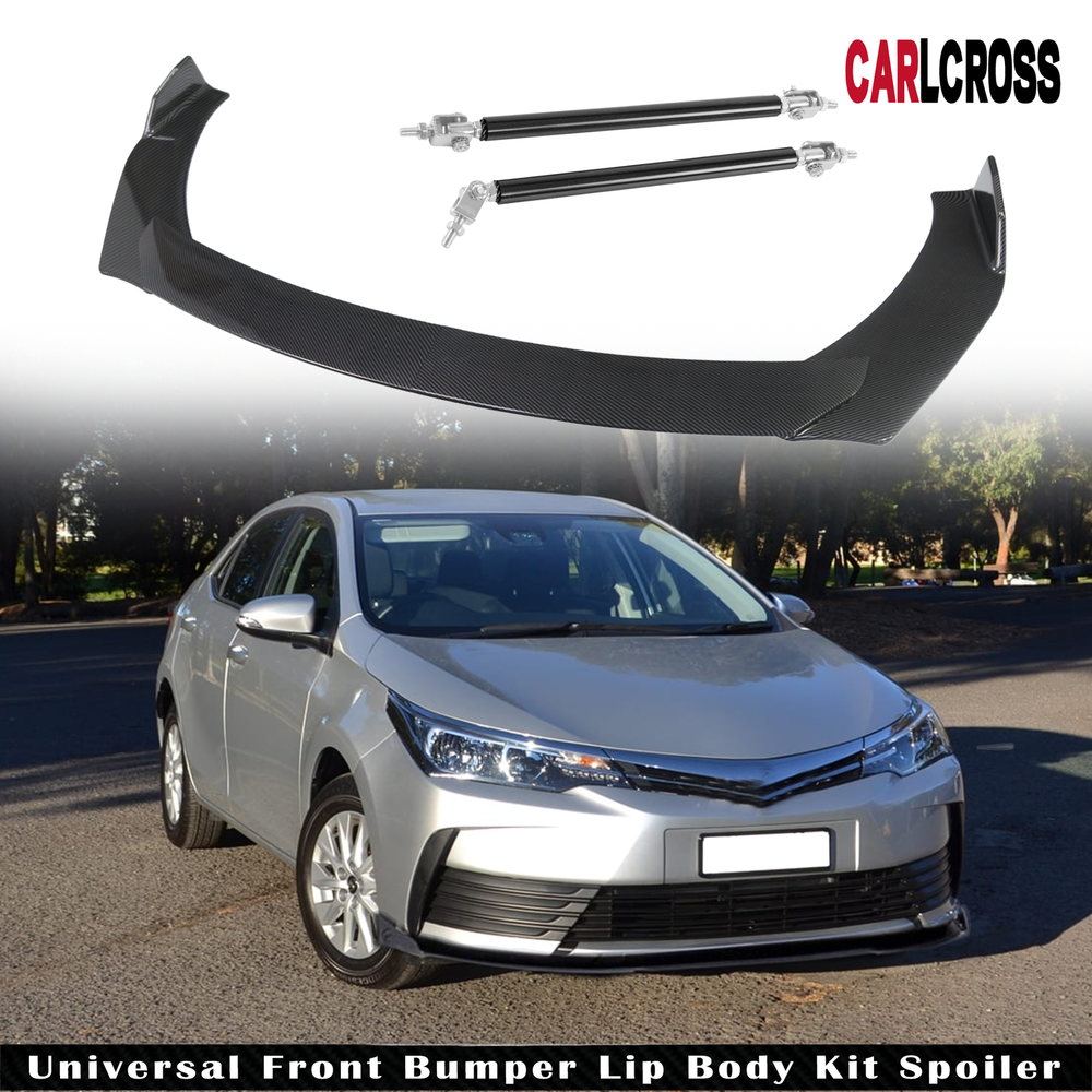 Toyota Corolla SE XSE Carbon Fiber Front Bumper Lip Spoiler with Strut Rods