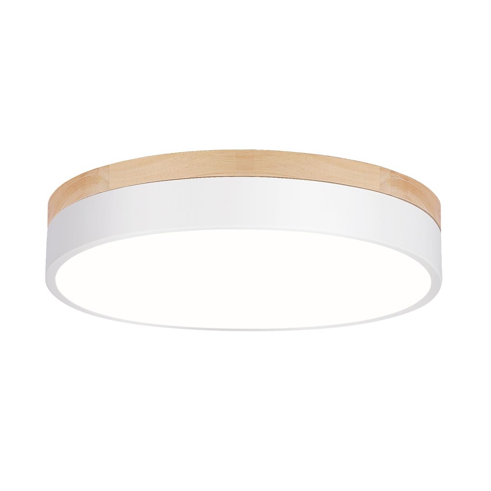 Modern Dimmable LED Close to Ceiling Light Minimalist Wood Oak Flush Mount Ce...