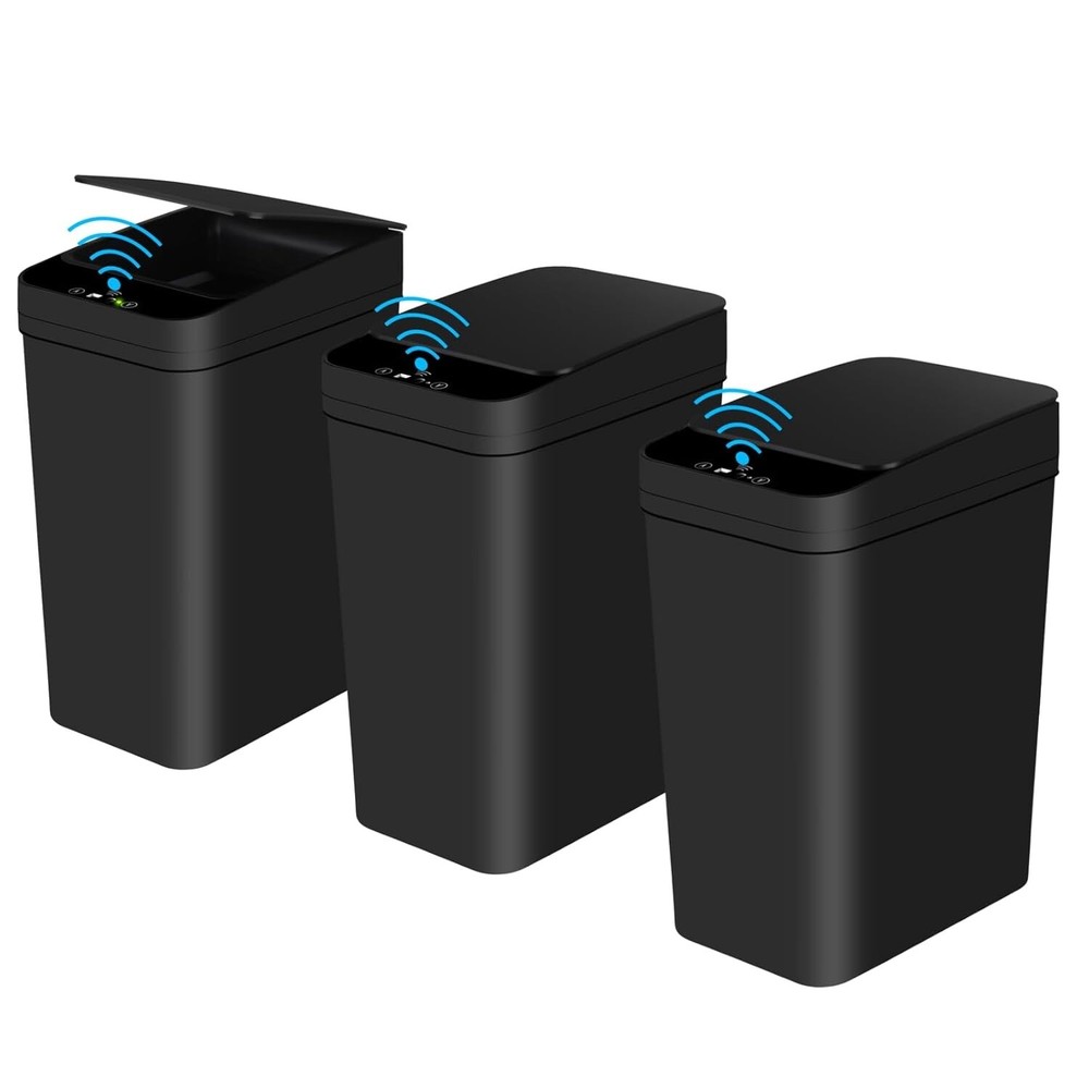 Stylish 2.2 Gallon Motion Sensor Trash Can Set - Perfect for Bathroom & Office