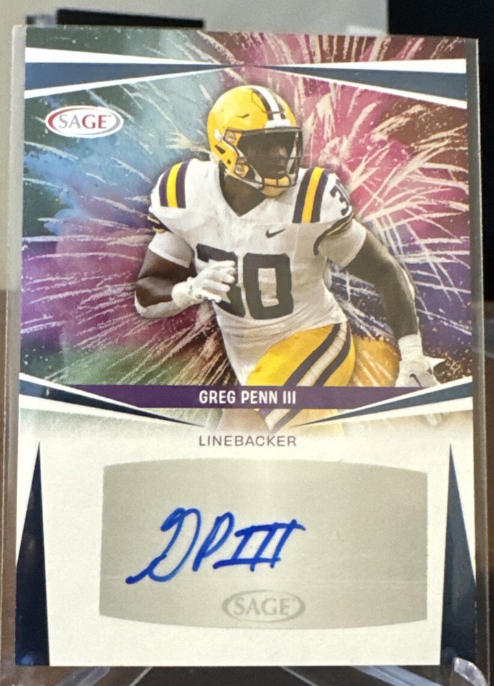 2025 Sage Low Greg Penn III LSU Tigers Rookie Auto RC #A-GPIII Blue