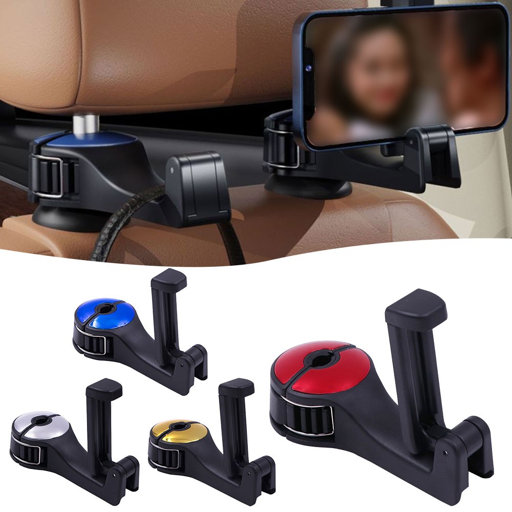 Car Seat Back Hooks Organizer with Phone Holder and Storage Pockets