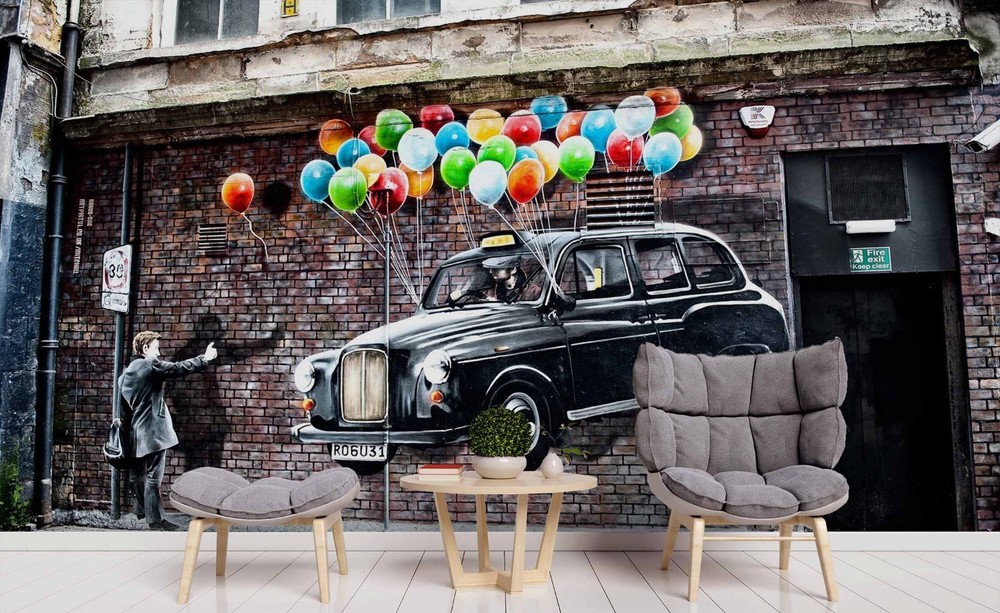 3D Car Balloon Graffiti Wall Murals Wallpaper Murals Wall Sticker