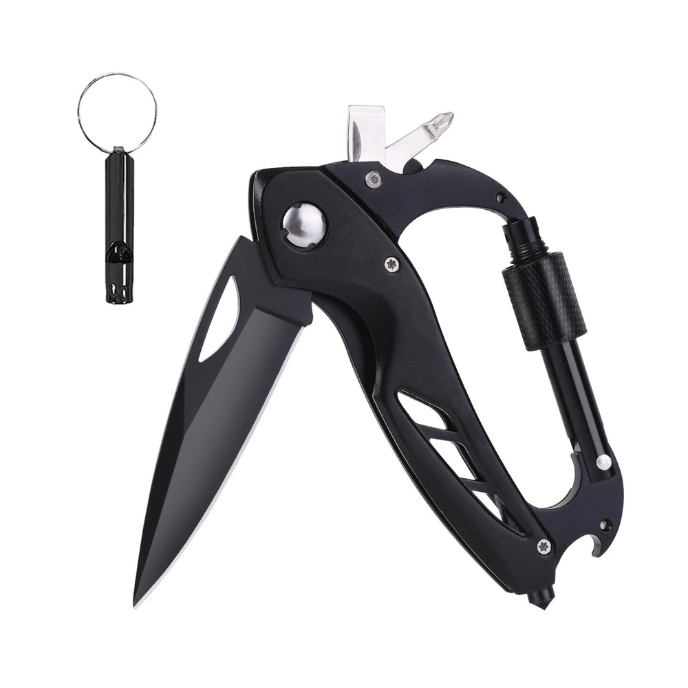 Multitool Carabiner with Pocket , EDC Carabiners Keychain with Folding , Surv...