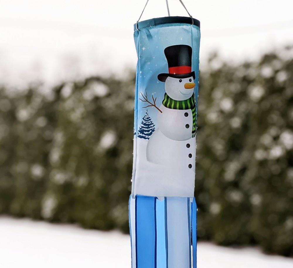 Madrona Brands Twin Snowman Winter Windsock 60 Inch Durable Outdoor Hanging