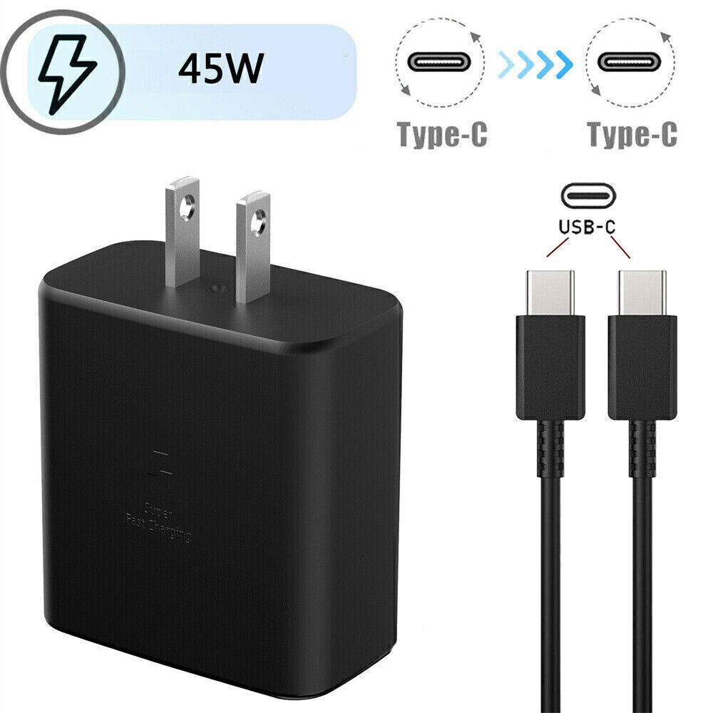 45W Fast USB-C Wall Charger with 6FT Cable for Samsung Devices