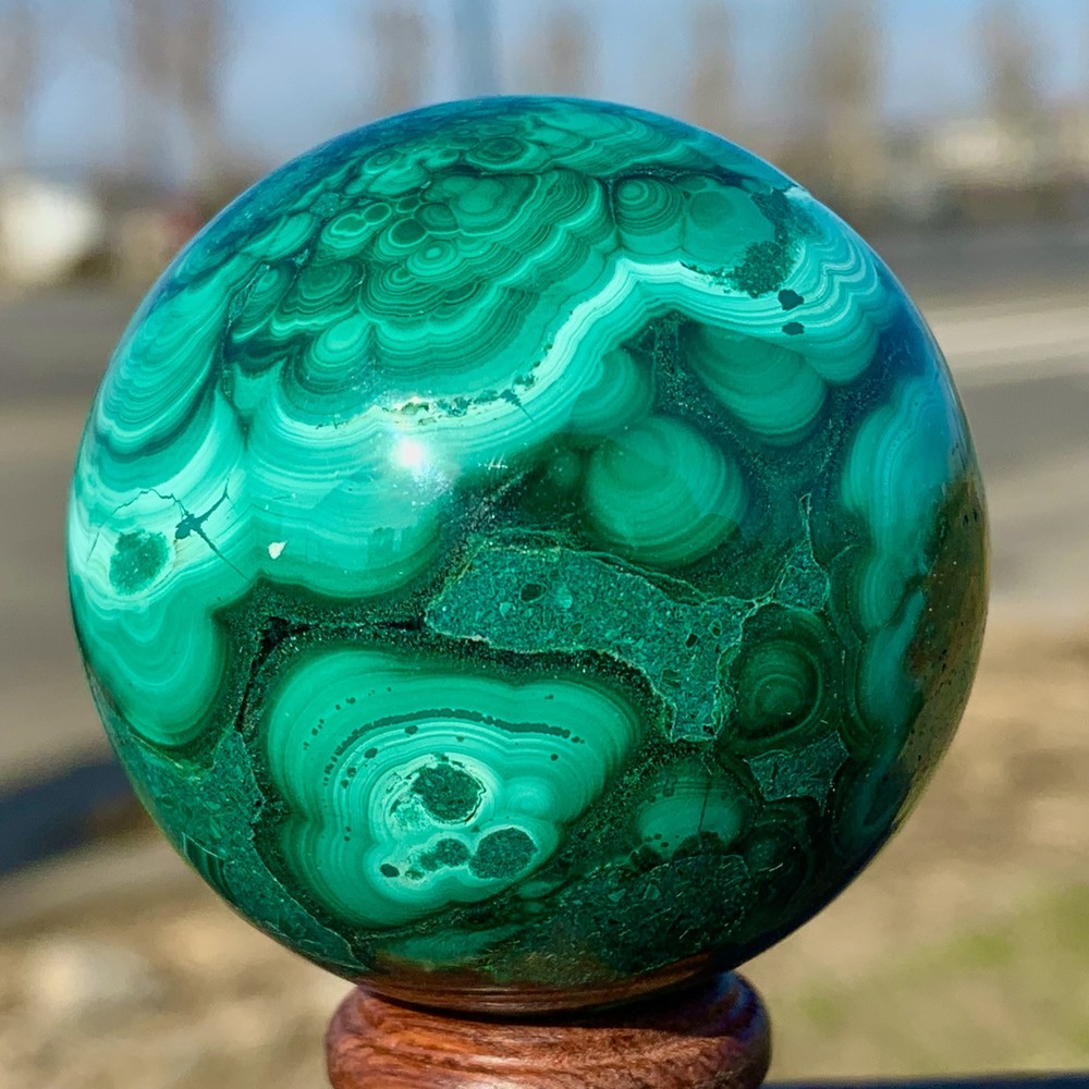 180G Natural glossy Malachite ball transparent cluster rough mineral sample