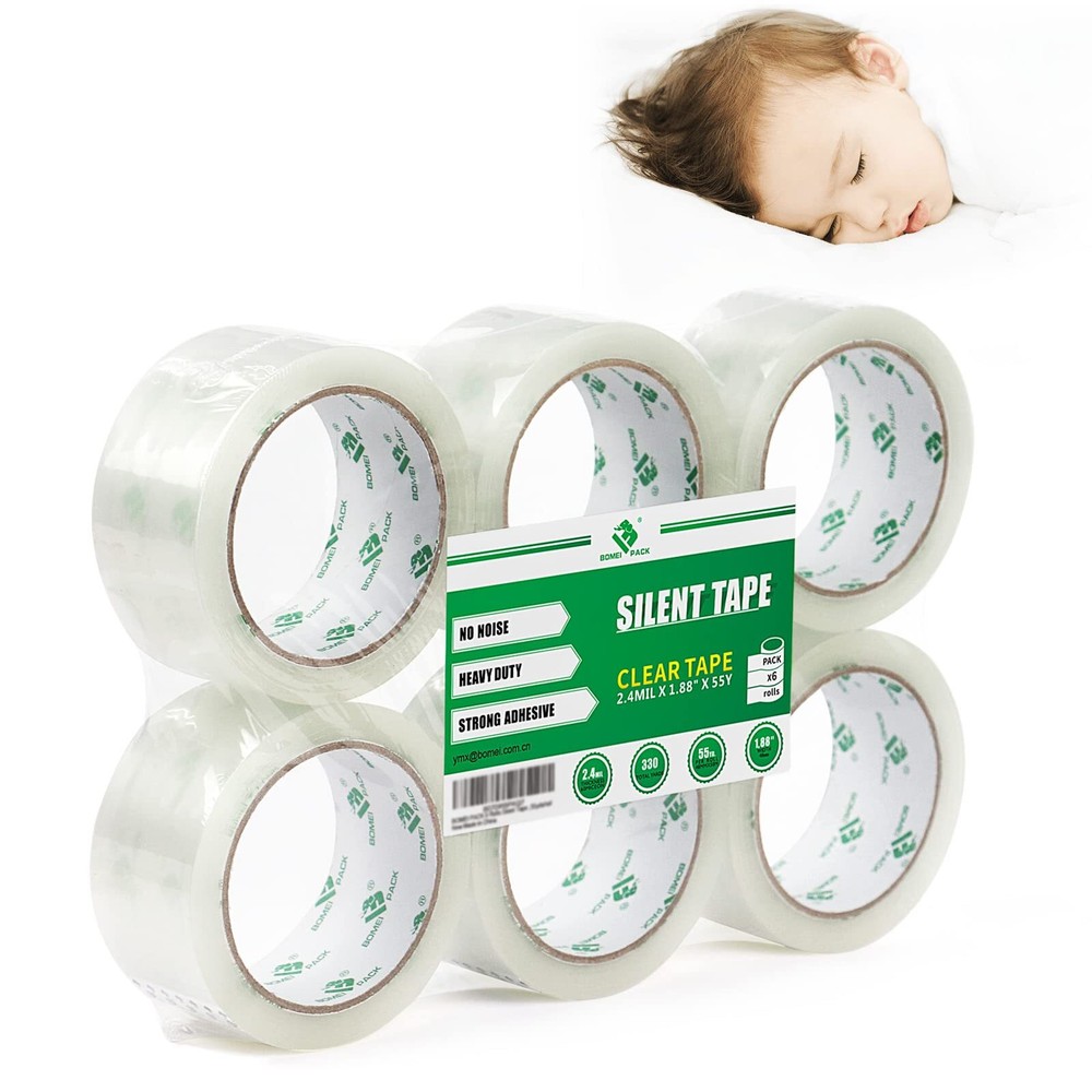 BOMEI PACK No Noise Silent Packing Tape 6 Rolls 1.88