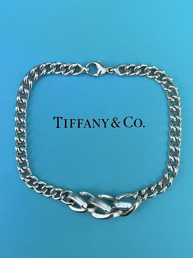 Tiffany & Co Forge Graduated Links Bracelet Chain Large 8” Long Sterling Silver